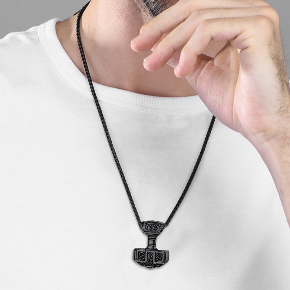 FaithHeart Norse Viking Thor's Hammer Necklace Mjolnir Pendant for Men