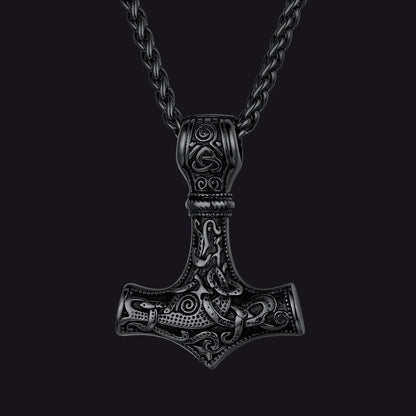 Norse Viking Thor's Hammer Necklace Mjolnir Pendant for Men