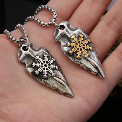 Viking Arrowhead Helm Of Awe Shield Necklace