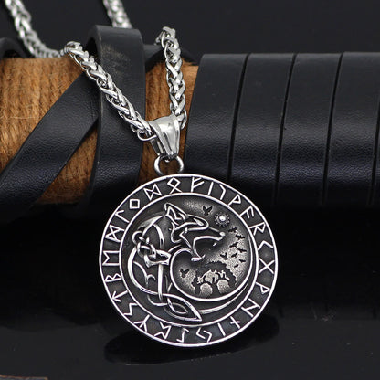 Wolf Head Rune Viking Fenrir Necklace
