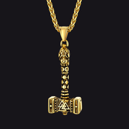 Thor's Hammer Mjolnir Necklace Viking Charm For Men