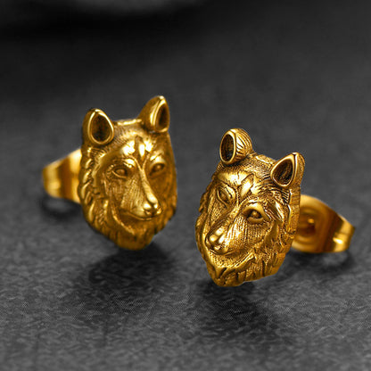 Norse Viking Wolf Stud Earrings For Men