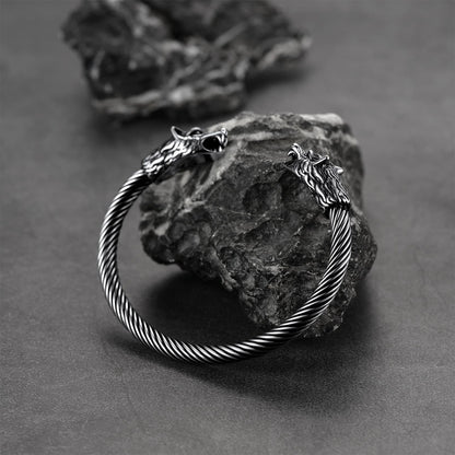 Viking Wolf Head Arm Ring Cuff Bracelet For Men