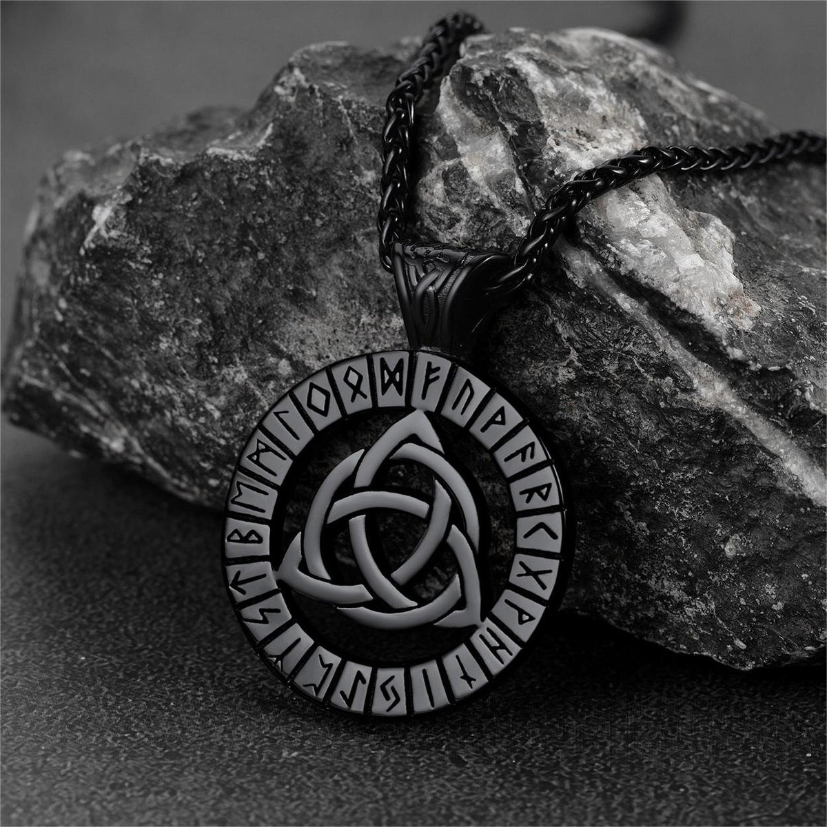 Celtic Knot Necklace with Viking Runes for Men