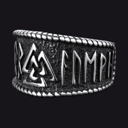 Norse Viking Valknut Ring with Rune for Men